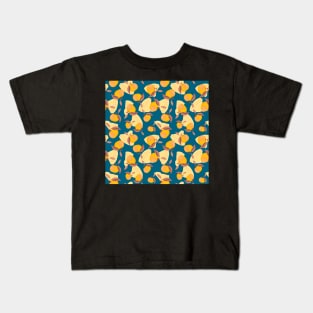 Tangerines orange brown turquoise Kids T-Shirt